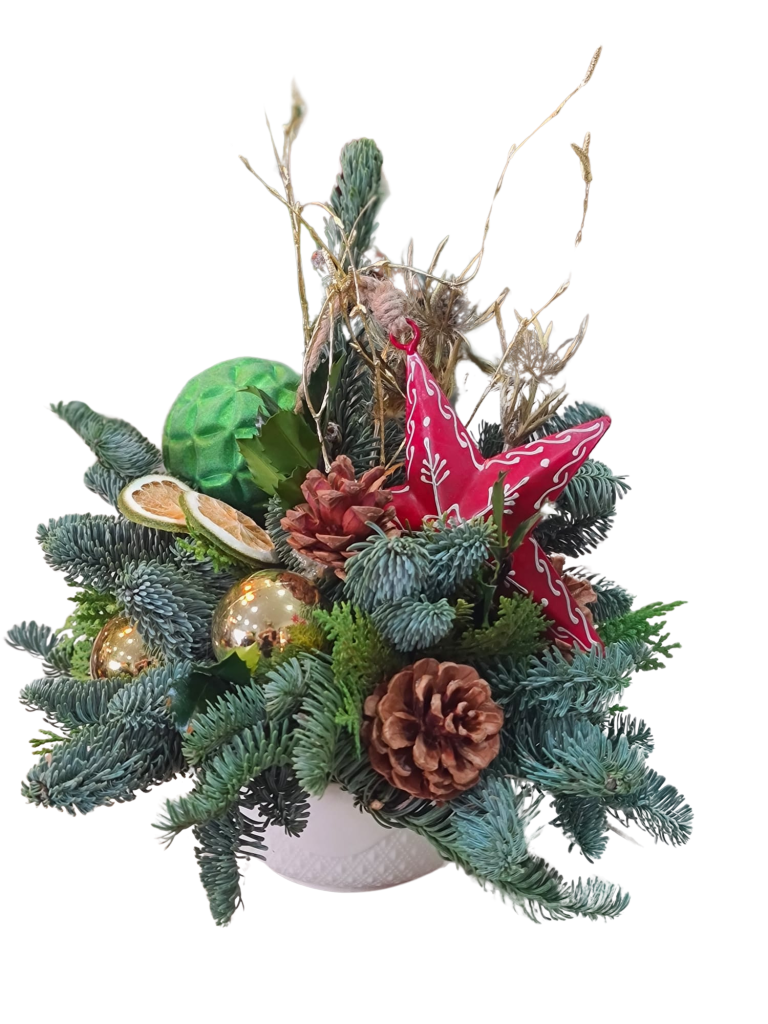 Centro de Mesa Navideño de Pino Natural